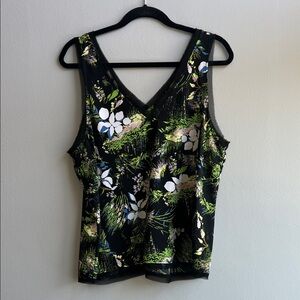 Halogen Black Floral Tank Top
